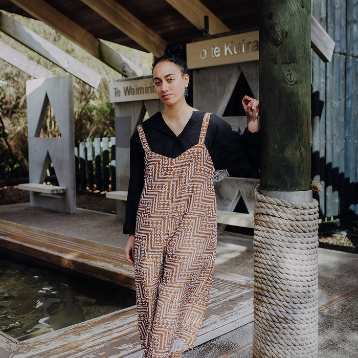 Papakirango Jumpsuit - White & Brown