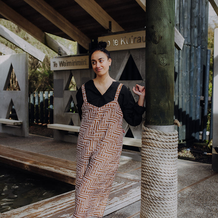 Papakirango Jumpsuit - White & Brown
