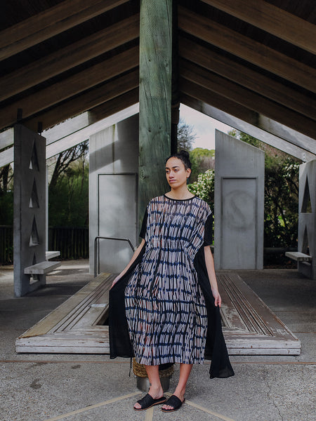 Piupiu Print Long Dress with Drawstring