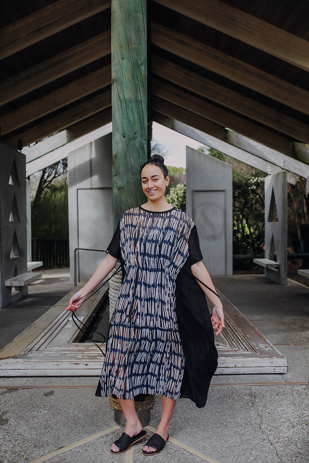 Pre Order Piupiu Print Long Dress with Drawstring