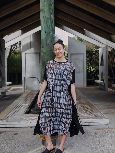 Piupiu Print Long Dress with Drawstring
