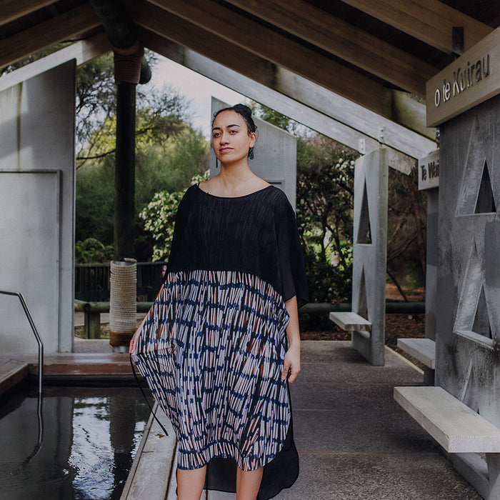 Piupiu Print Dress With Splits And Ties