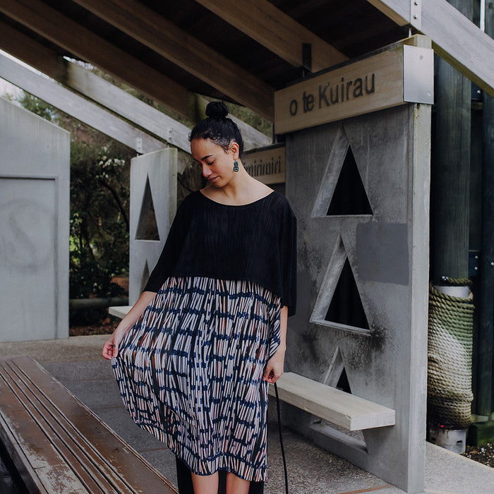 Piupiu Print Dress With Splits And Ties