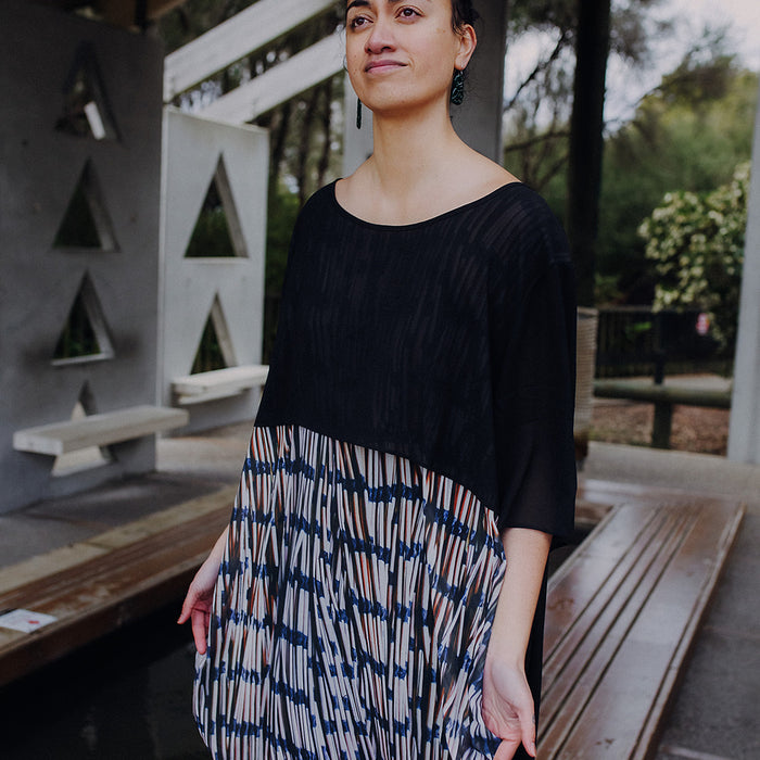 Piupiu Print Dress With Splits And Ties