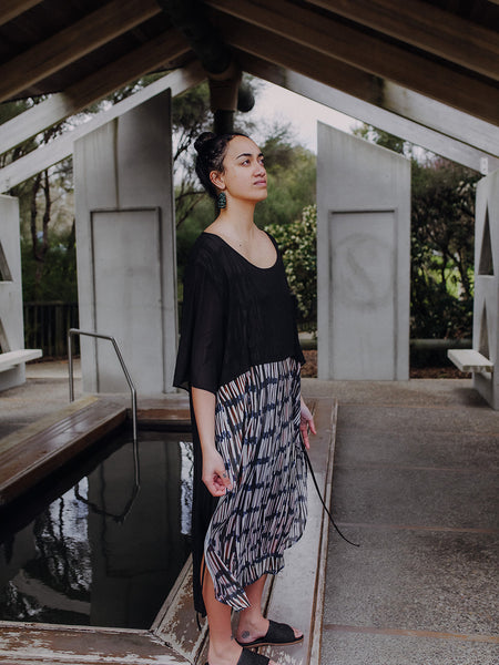 Piupiu Print Dress With Splits And Ties