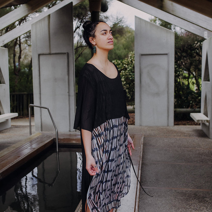 Piupiu Print Dress With Splits And Ties