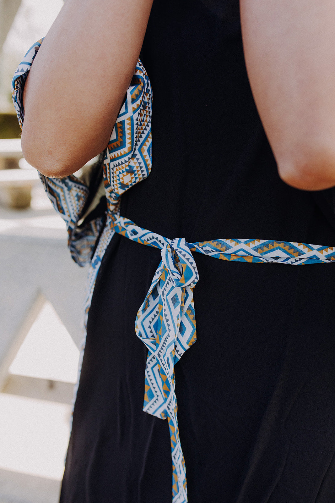 Aonui Kaftan - White, Mustard &amp; Aqua Border