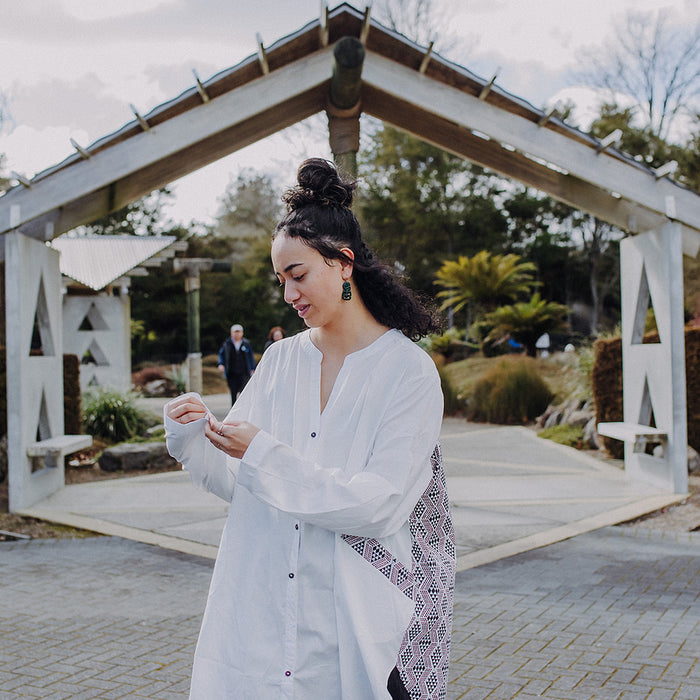 Waharua Kōpito Cotton Button Shirt - White