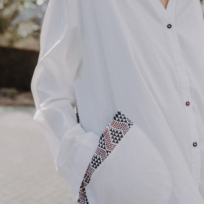 Waharua Kōpito Cotton Button Shirt - White