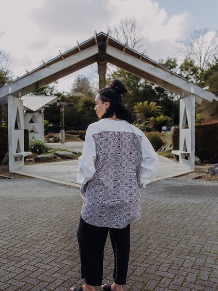 Waharua Kōpito Cotton Button Shirt - White