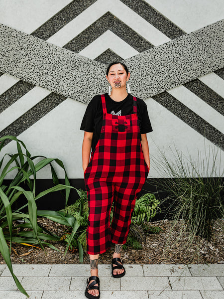 Tartan Overalls - Red & Black