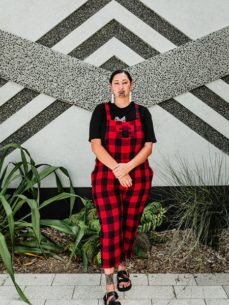 Tartan Overalls - Red & Black