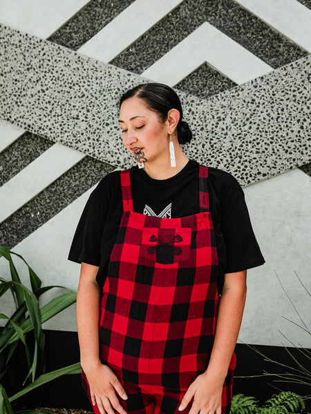 Pre Order Tartan Overalls - Red & Black