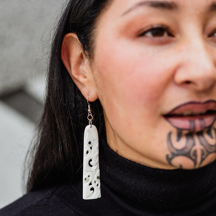 Triple Manaia Bone Earring