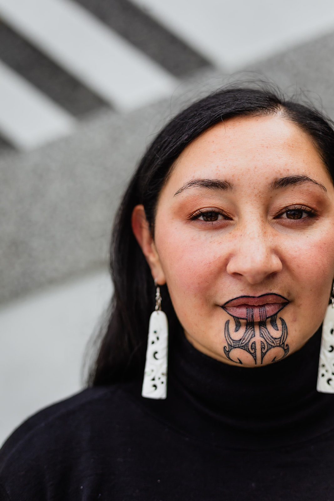 Triple Manaia Bone Earring