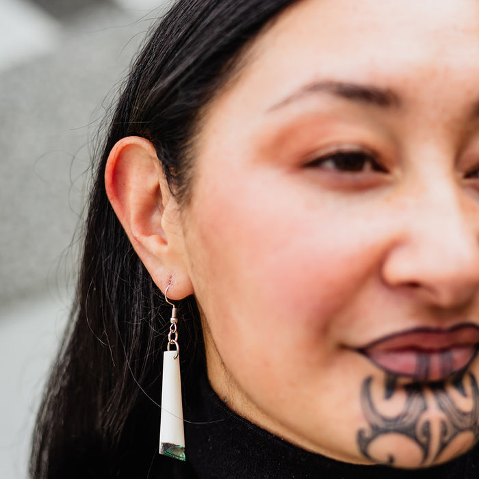 Bone Drop Earrings - Paua