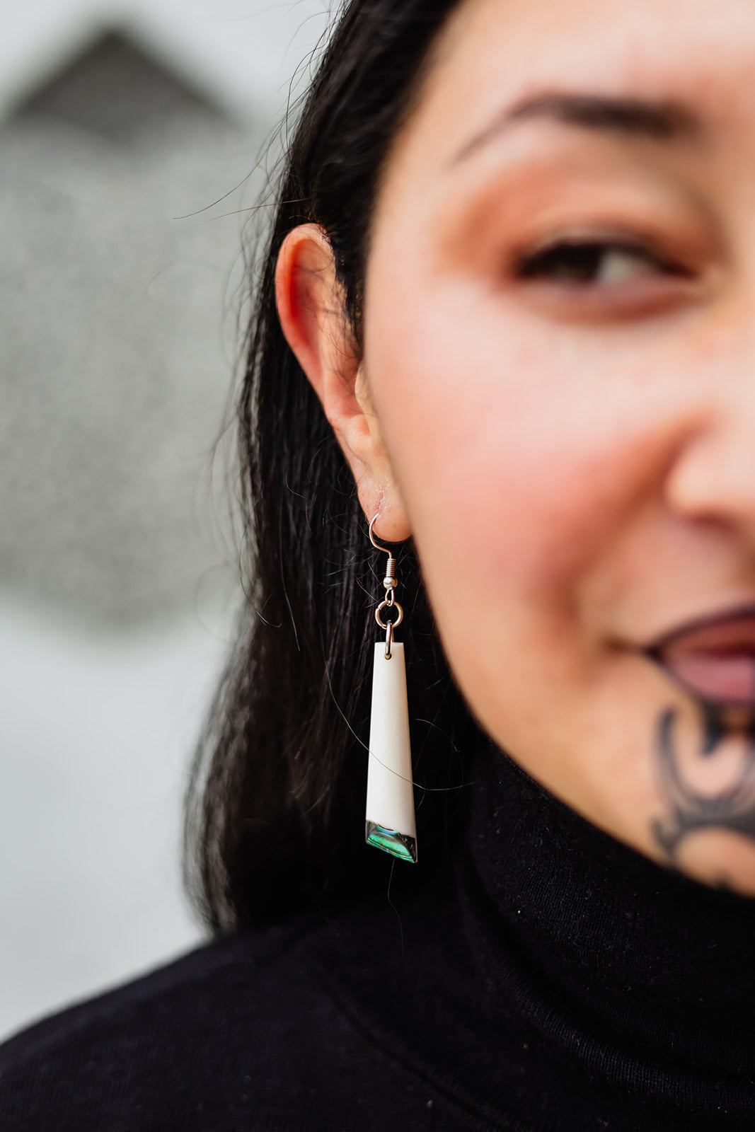 Bone Drop Earrings - Paua