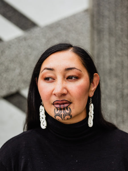 Double Manaia Bone Earrings with hook