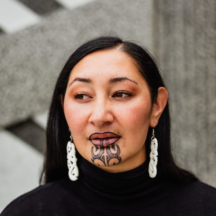 Double Manaia Bone Earrings with hook