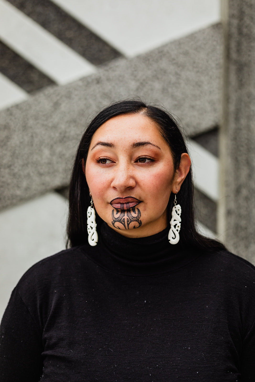Double Manaia Bone Earrings with hook