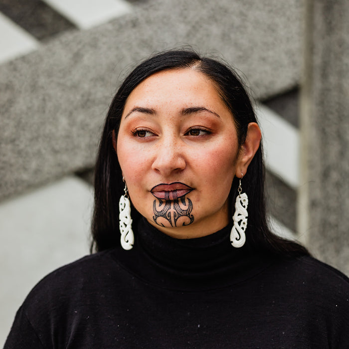 Double Manaia Bone Earrings with hook