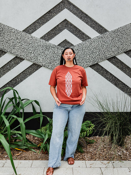 Waharua Kopito Print Tee - Clay