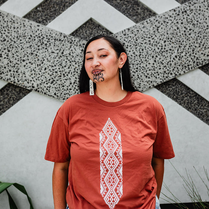 Waharua Kopito Print Tee - Clay