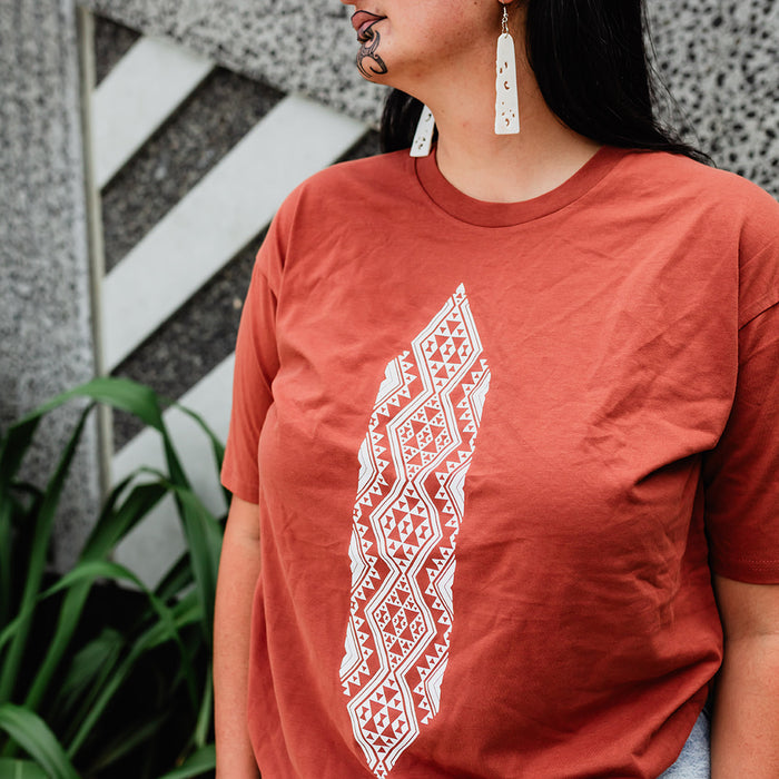 Waharua Kopito Print Tee - Clay