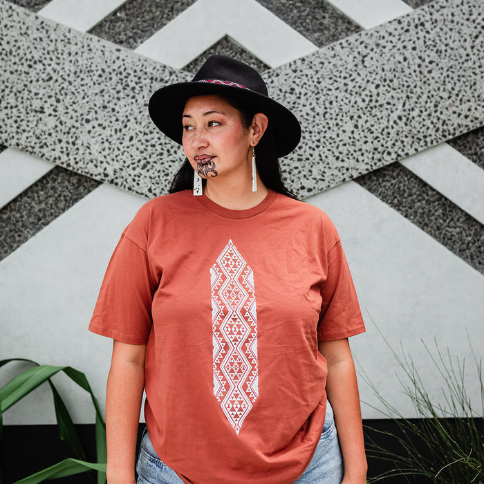 Waharua Kopito Print Tee - Clay