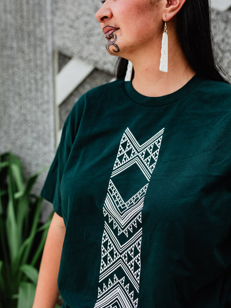 Taniko Hou Print Tee - Pine Green