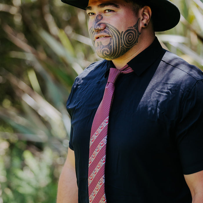 Red Kowhaiwhai Necktie