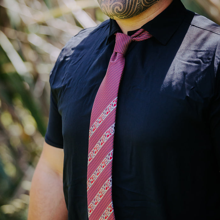 Red Kowhaiwhai Necktie