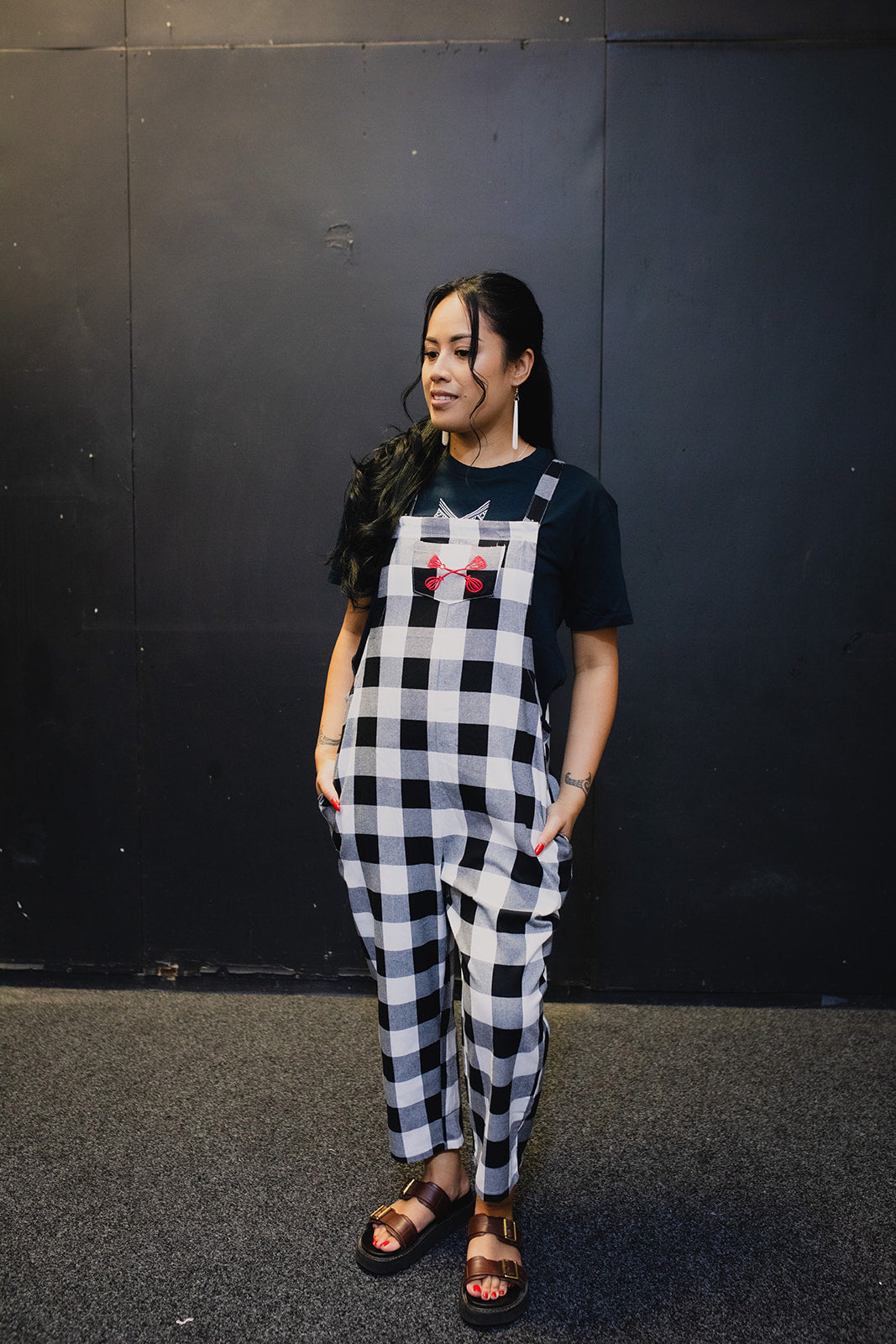 Tartan Overalls - White &amp; Black