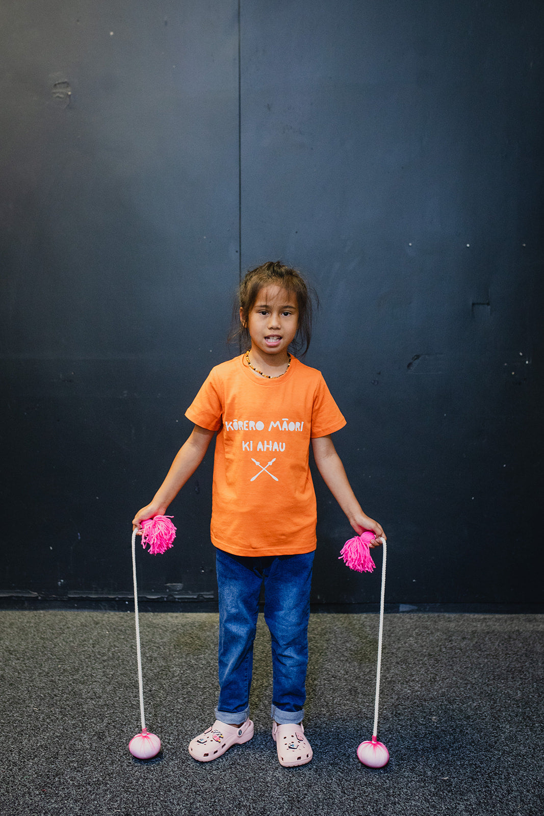 Kōrero Mai Print Child Tee - Orange