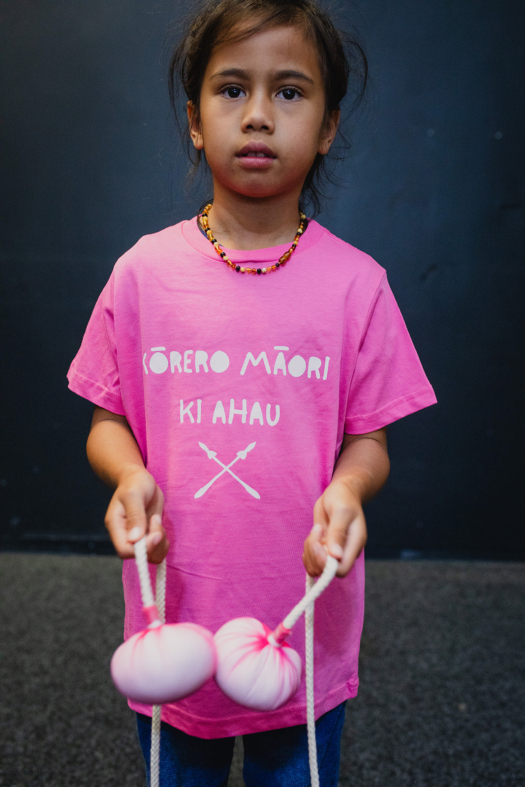 Kōrero Mai Print Child Tee - Pink