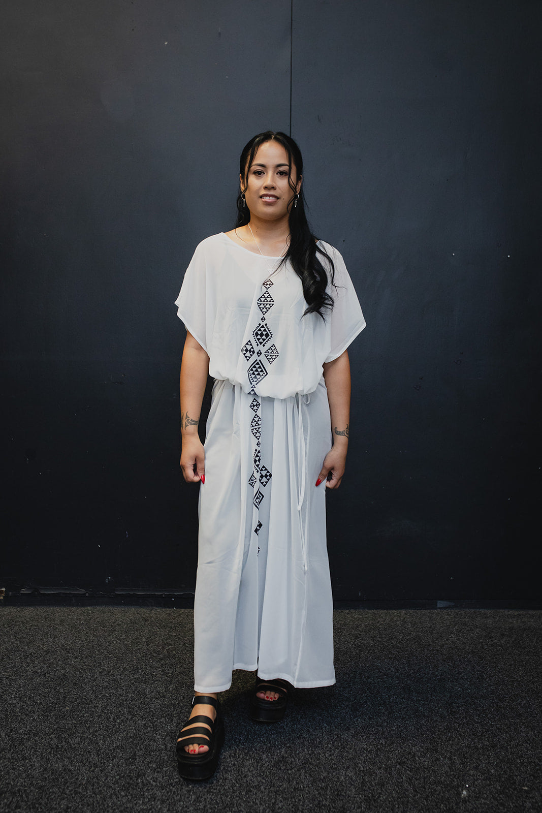 Taniko Roa Chiffon Dress - White