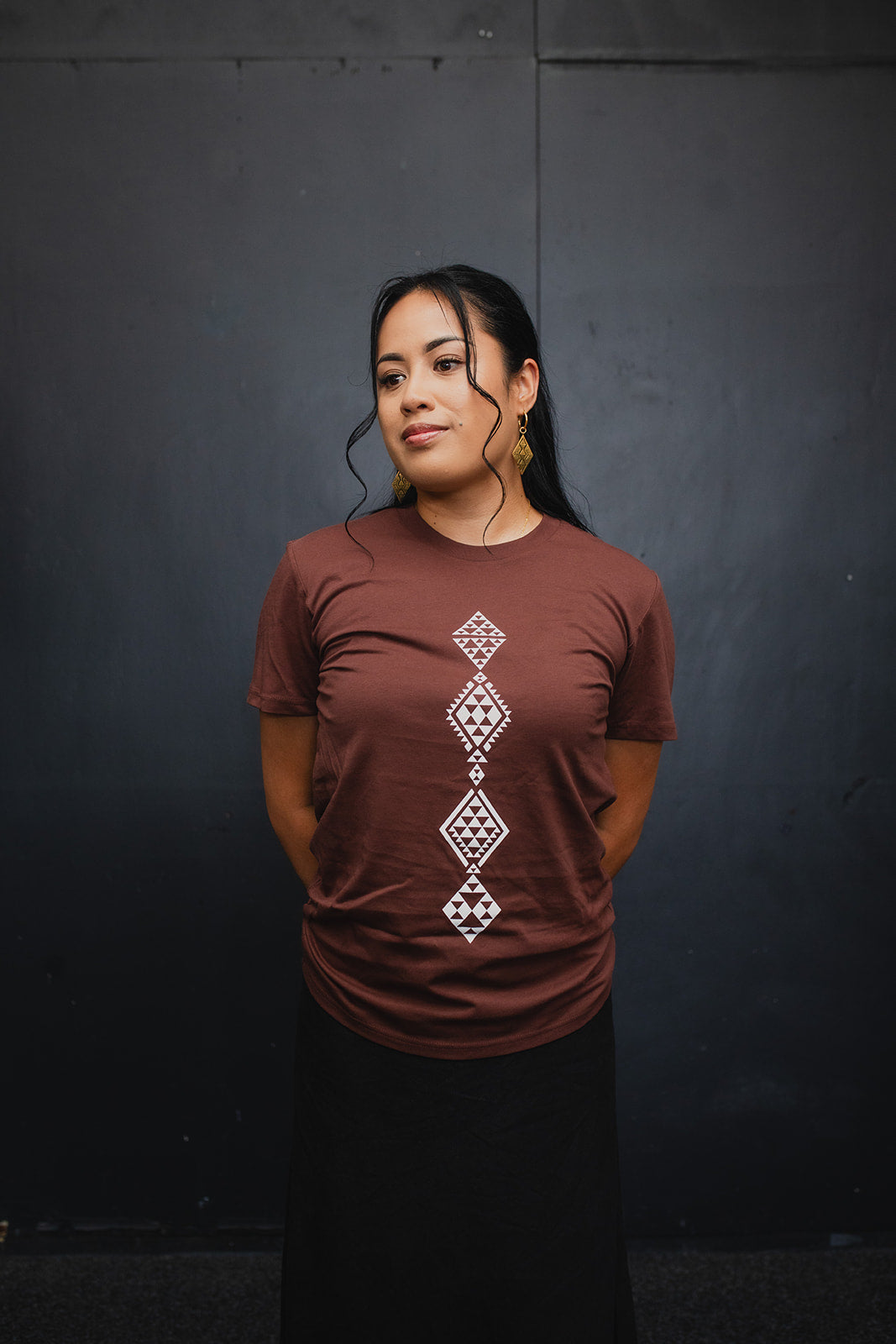 Taniko Wha Printed Tee - Chestnut