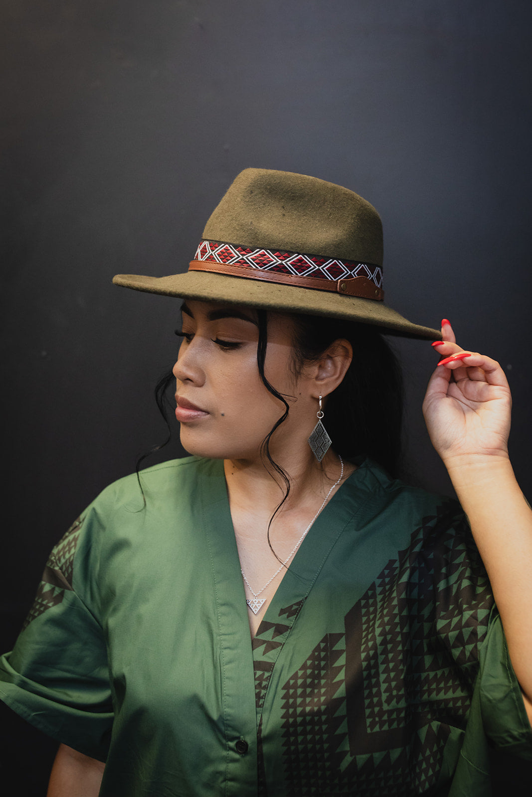 Maunga Button Dress - Green