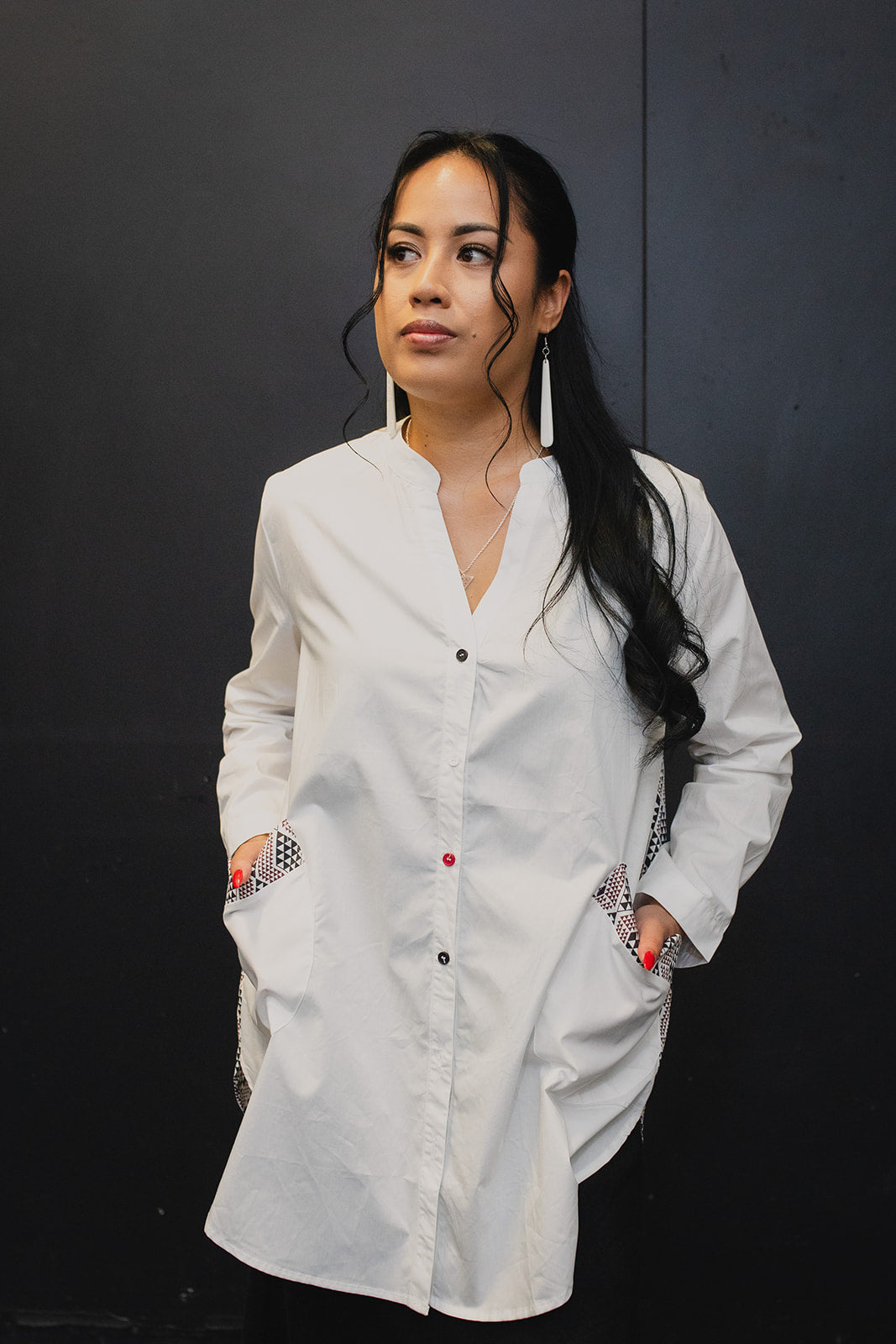 Waharua Kōpito Cotton Button Shirt - White