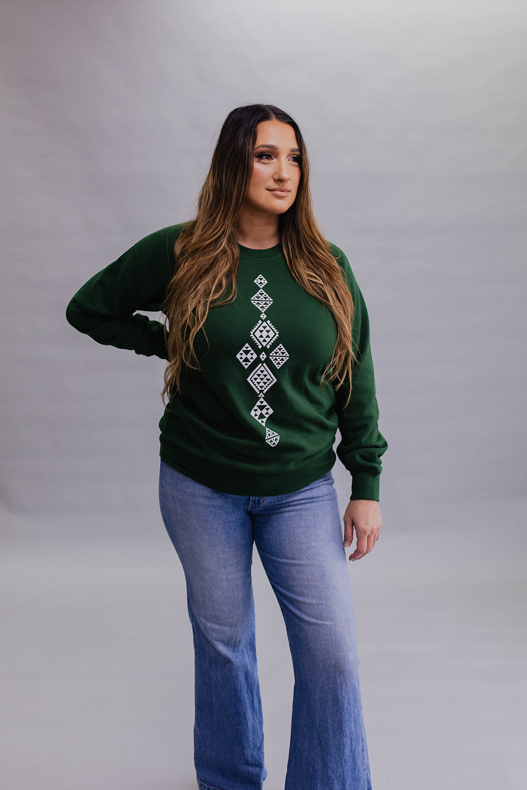 Pre Order Taniko Waru Print Crew - Forest Green