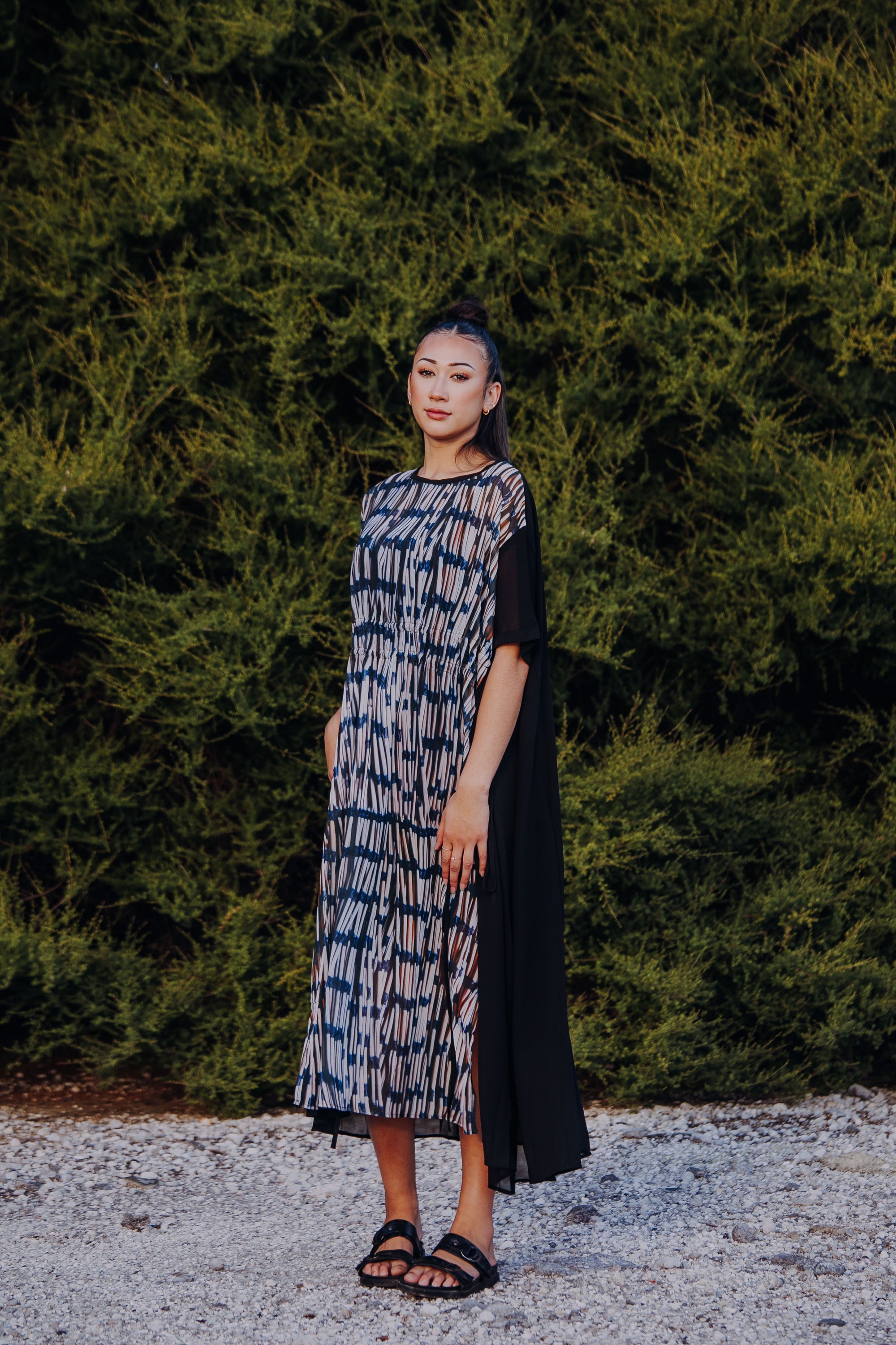 Pre Order Piupiu Print Long Dress with Drawstring