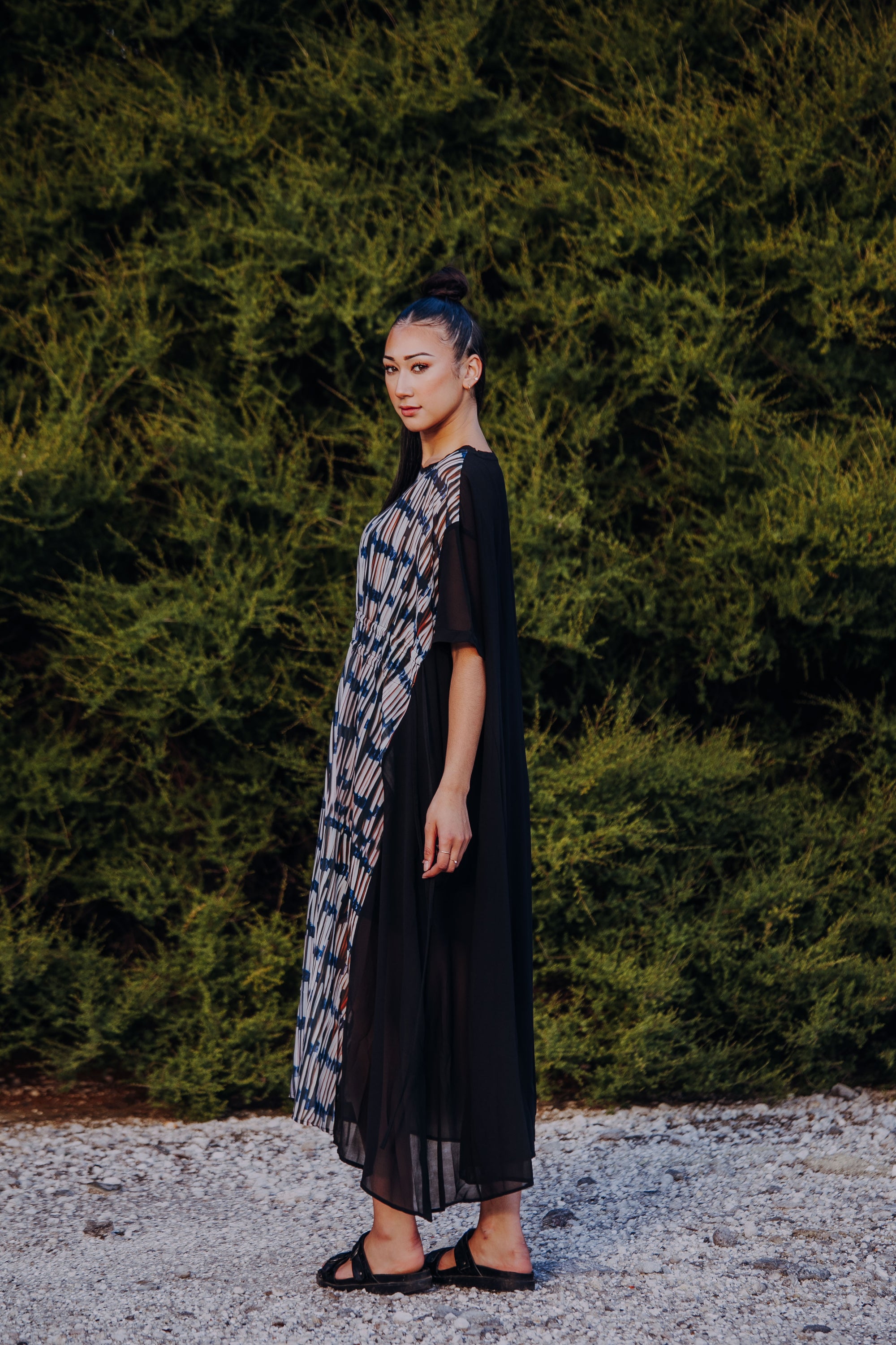 Pre Order Piupiu Print Long Dress with Drawstring