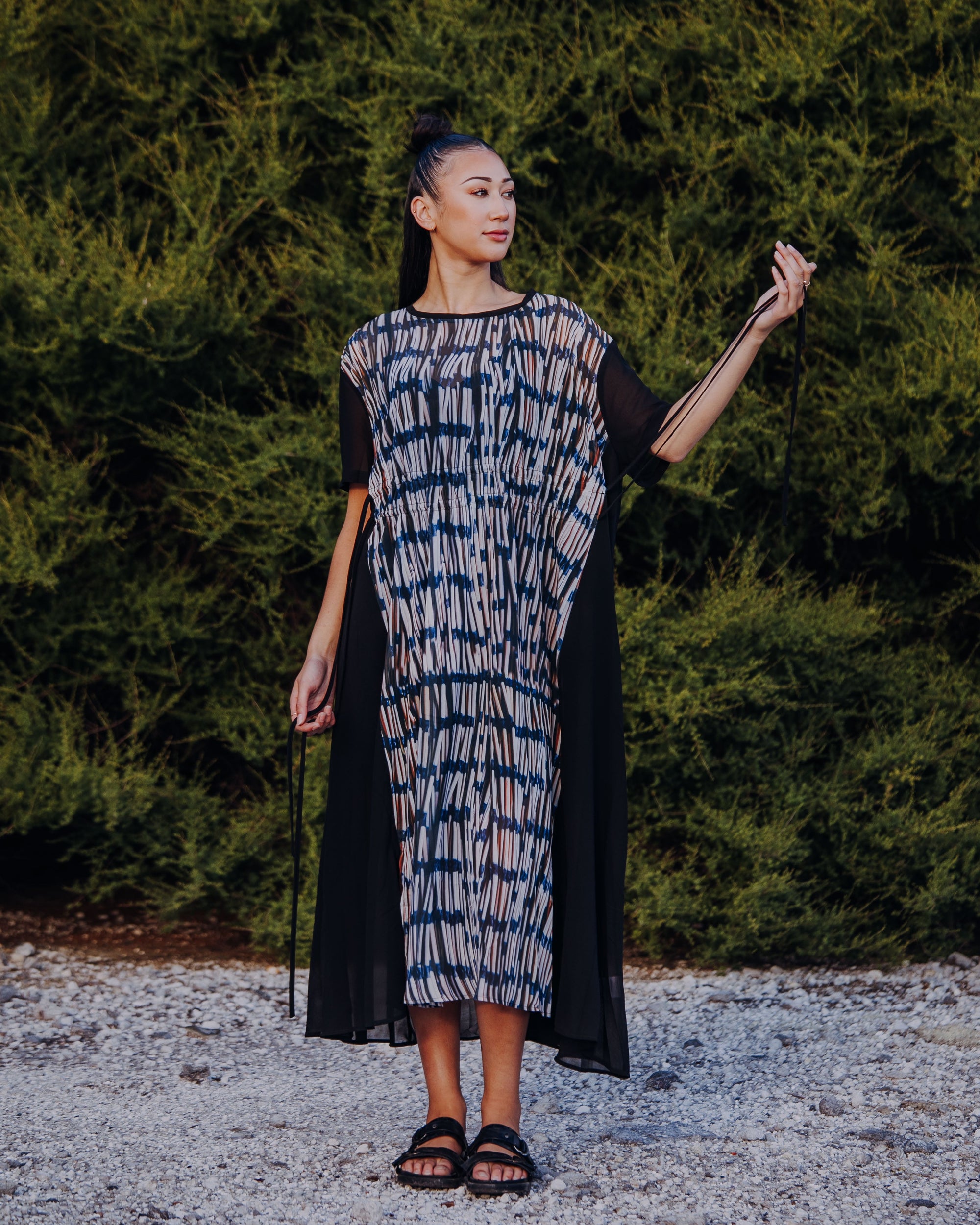 Pre Order Piupiu Print Long Dress with Drawstring