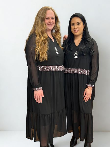 Rangitāmiro Embroidery With Aonui Frill Panekoti - Black