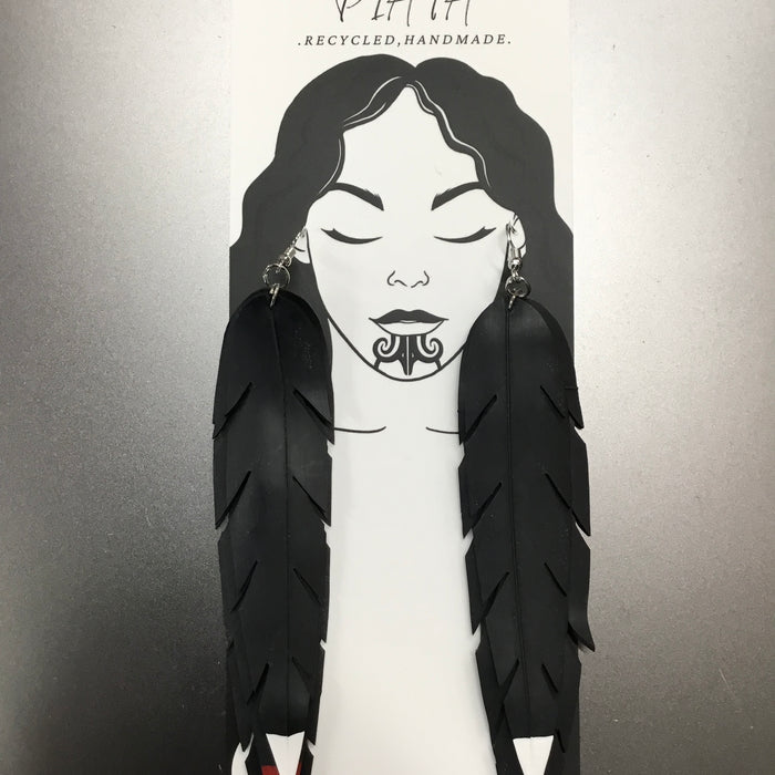 Pīata Triple Feather Xtra Long Earrings