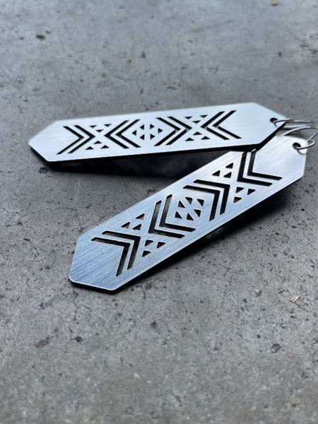 NTK Earrings Silver, Tāniko