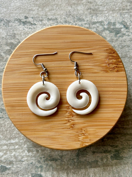 Bone Open Koru Earrings