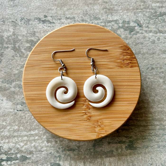 Bone Open Koru Earrings