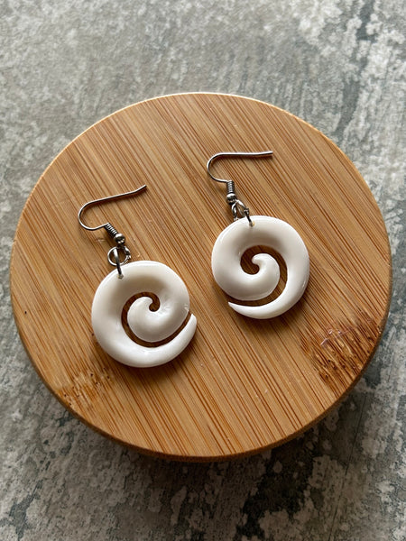 Bone Open Koru Earrings