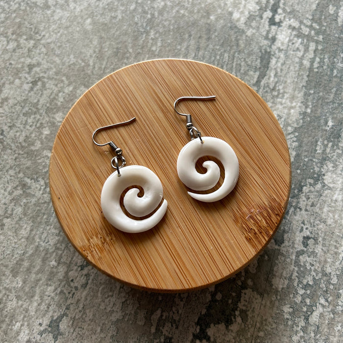 Bone Open Koru Earrings